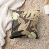 抽象芸術熱帯フローラオンナチュラルブラウン クッション (ブランケット)