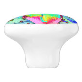 抽象芸術熱帯フローラピンク緑のユリ セラミックノブ (側面)