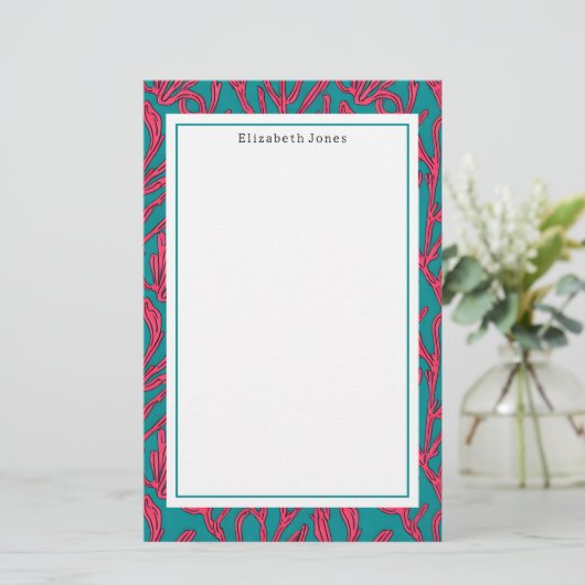 抽象芸術熱帯性はっきりした模様 便箋 (スタンド正面)