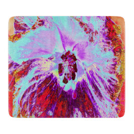 抽象芸術熱帯性水色と紫色花 カッティングボード