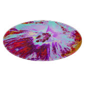 抽象芸術熱帯性水色と紫色花 カッティングボード (角)