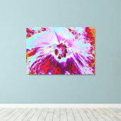 抽象芸術熱帯性水色と紫色花 キャンバスプリント (インサイチュ (ウッドフロア))