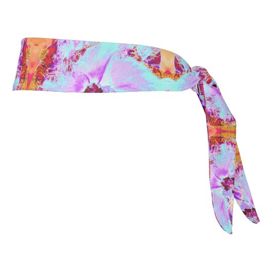 抽象芸術熱帯性水色と紫色花 タイヘッドバンド (回転90)