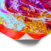 抽象芸術熱帯性水色と紫色花 ポスター (コーナー)