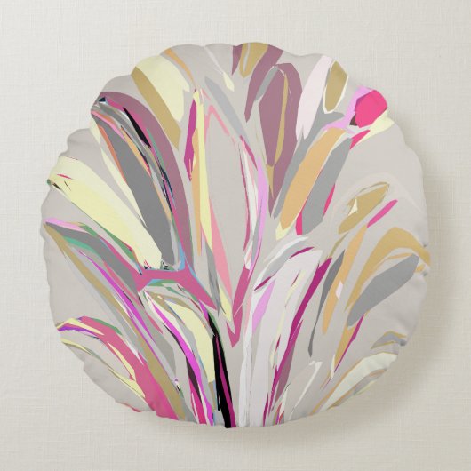 抽象芸術熱帯植物ベクトルアートスタイル ラウンドクッション (正面)