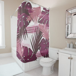 抽象芸術熱帯植物花 シャワーカーテン