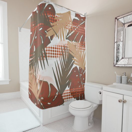 抽象芸術熱帯植物花 シャワーカーテン (インサイチュ)