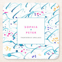 抽象芸術熱帯波ピンクアクア結婚オレンジ