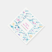 抽象芸術熱帯波ピンクアクア結婚オレンジ スタンダードカクテルナプキン (角)