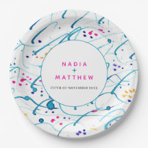 抽象芸術熱帯波ピンクアクア結婚オレンジ