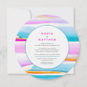 抽象芸術熱帯潮時の写真結婚ラウンド 招待状 (正面)