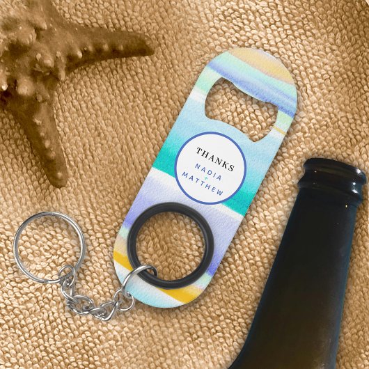 抽象芸術熱帯潮汐ブルーアクアイエロ結婚ー キーホルダー栓抜き