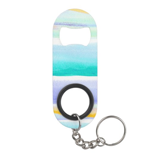 抽象芸術熱帯潮汐ブルーアクアイエロ結婚ー キーホルダー栓抜き (裏面)