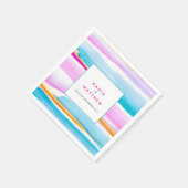 抽象芸術熱帯潮線ピンクアクア結婚ー スタンダードカクテルナプキン (角)