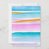 抽象芸術熱帯潮線ピンクティール(緑がかった色)結婚ズ 招待状 (裏面)