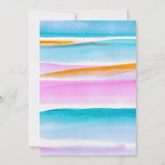 抽象芸術熱帯潮線ピンクティール(緑がかった色)結婚ズ 招待状 (裏面)