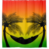 抽象芸術熱帯生活 |ハンモックシルエット シャワーカーテン (正面)
