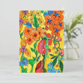 抽象芸術熱帯花の水色の熱色 シーズンカード (スタンド正面)