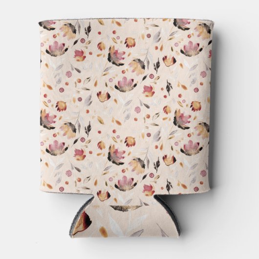 抽象芸術熱帯花：水彩の背景。 缶クーラー (正面)