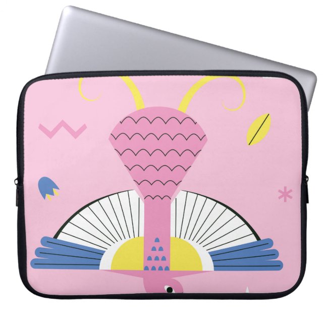 抽象芸術熱帯鳥：明るいヴィンテージ。 ラップトップスリーブ (正面)