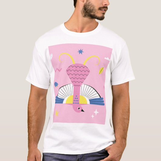 抽象芸術熱帯鳥:明るいヴィンテージ。 Tシャツ (正面)