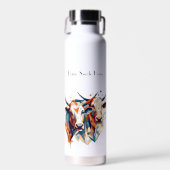 抽象芸術牛、カスタマイズ可能 ウォーターボトル (正面)