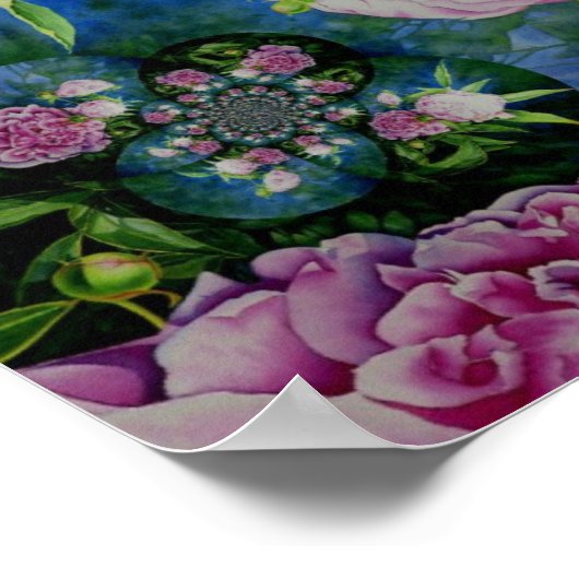 抽象芸術牡丹絵画水彩色ズボホレトロ ポスター (角)