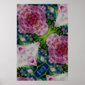 抽象芸術牡丹絵画水彩色ズボホレトロ ポスター (正面)