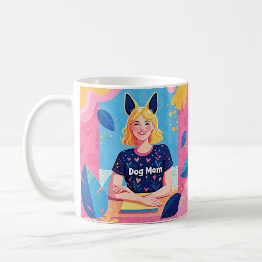 抽象芸術犬のママ コーヒーマグカップ (左)