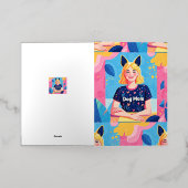 抽象芸術犬のママ 箔グリーティングカード (外側レイダウン)