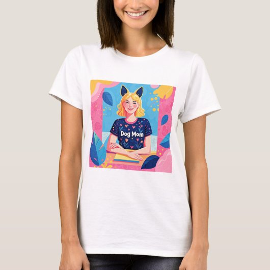 抽象芸術犬のママ Tシャツ (正面)