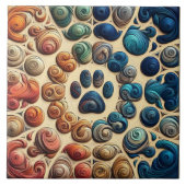 抽象芸術犬の犬の足の情熱のプリント タイル (正面)