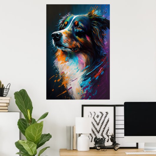 抽象芸術犬4 ポスター (ホームオフィス)