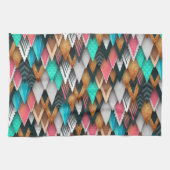 抽象芸術状のレインボーカラーのキッチンタオル キッチンタオル (横)