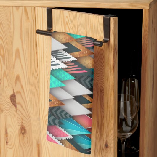 抽象芸術状のレインボーカラーのキッチンタオル キッチンタオル (三つ折り)