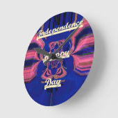 抽象芸術独立記念日お祝い芸術 ラウンド壁時計 (傾斜)