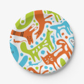 抽象芸術猫パターお洒落ンモダンペット ペーパープレート (正面)