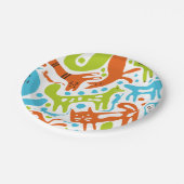 抽象芸術猫パターお洒落ンモダンペット ペーパープレート (アングル)