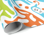 抽象芸術猫パターお洒落ンモダンペット ラッピングペーパー (ロールコーナー)