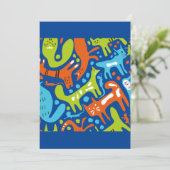 抽象芸術猫パターお洒落ンモダンペット 招待状 (スタンド正面)