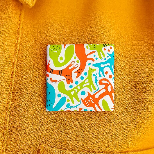 抽象芸術猫パターお洒落ンモダンペット 缶バッジ