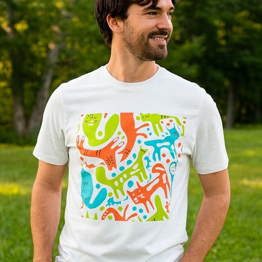 抽象芸術猫パターお洒落ンモダンペット Tシャツ