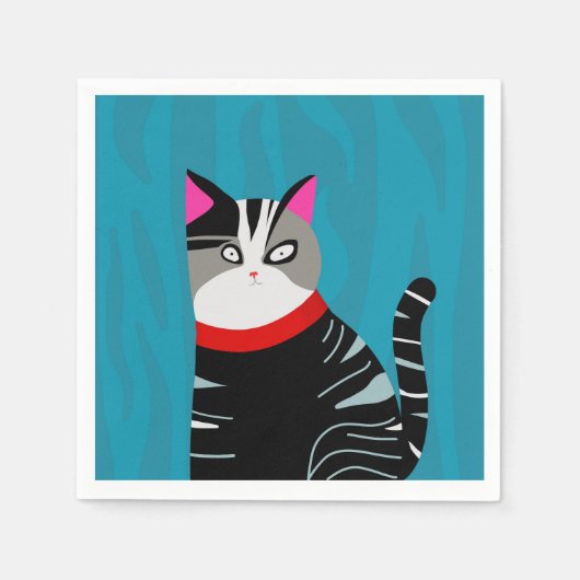 抽象芸術猫 スタンダードカクテルナプキン (正面)