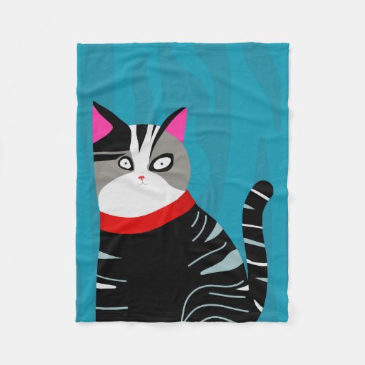 抽象芸術猫 フリースブランケット (正面)