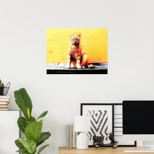 抽象芸術猫 ポスター (ホームオフィス)