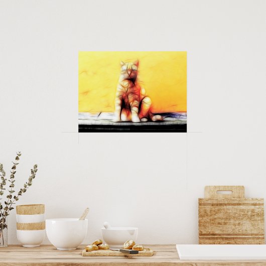 抽象芸術猫 ポスター (キッチン)