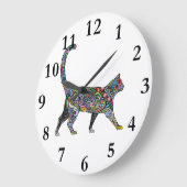 抽象芸術猫 ラージ壁時計 (傾斜)