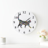 抽象芸術猫 ラージ壁時計 (ホーム)