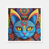 抽象芸術猫(黄色い目) スタンダードカクテルナプキン (正面)