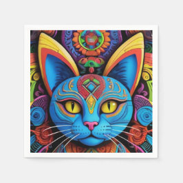 抽象芸術猫（黄色い目） スタンダードカクテルナプキン